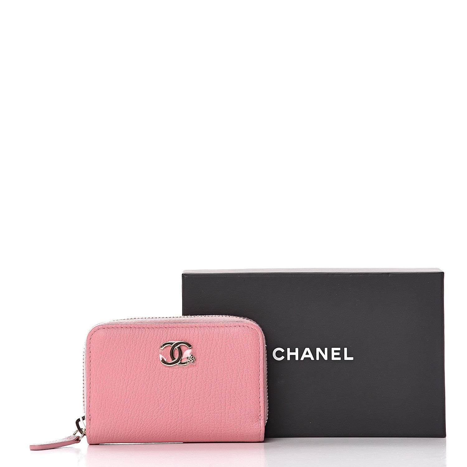 Chanel Goatskin Camellia Zip Coin Purse Pink 11 of 11
