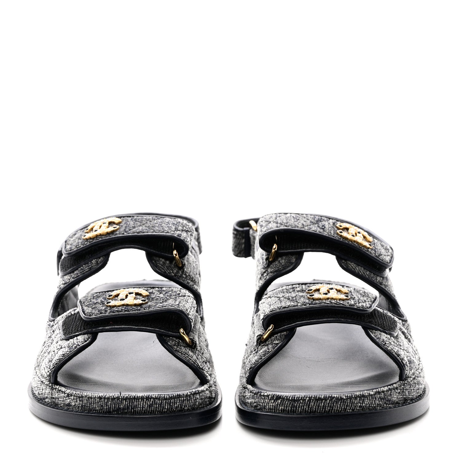 Chanel Denim Quilted Dad Sandals 37.5 Grey 2 of 11
