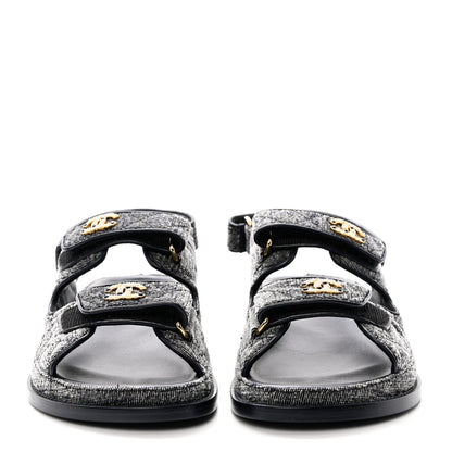 Chanel Denim Quilted Dad Sandals 37.5 Grey 2 of 11