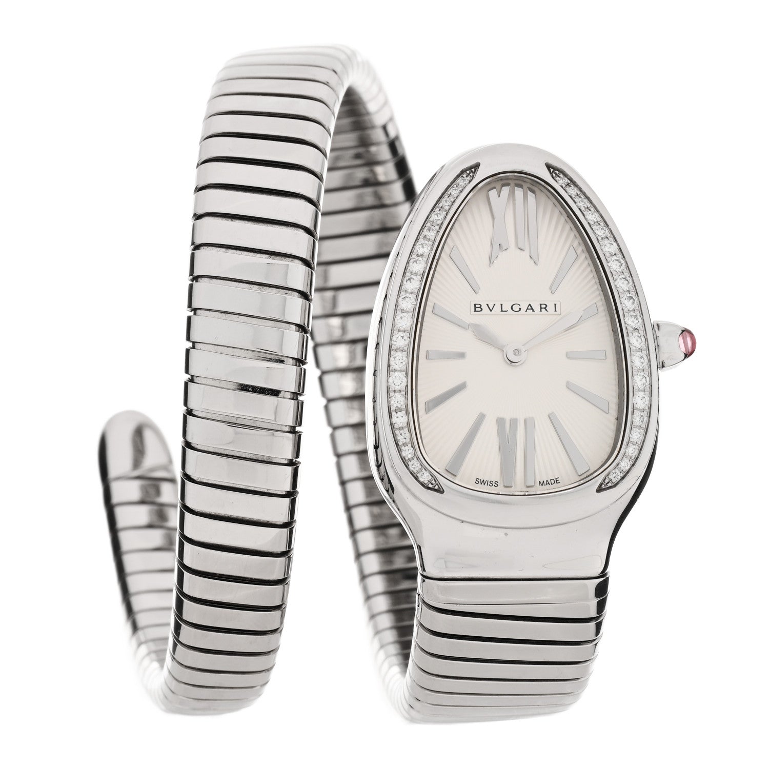Bulgari Stainless Steel Diamond Bezel 35mm Serpenti Tubogas Quartz Watch 1 of 5