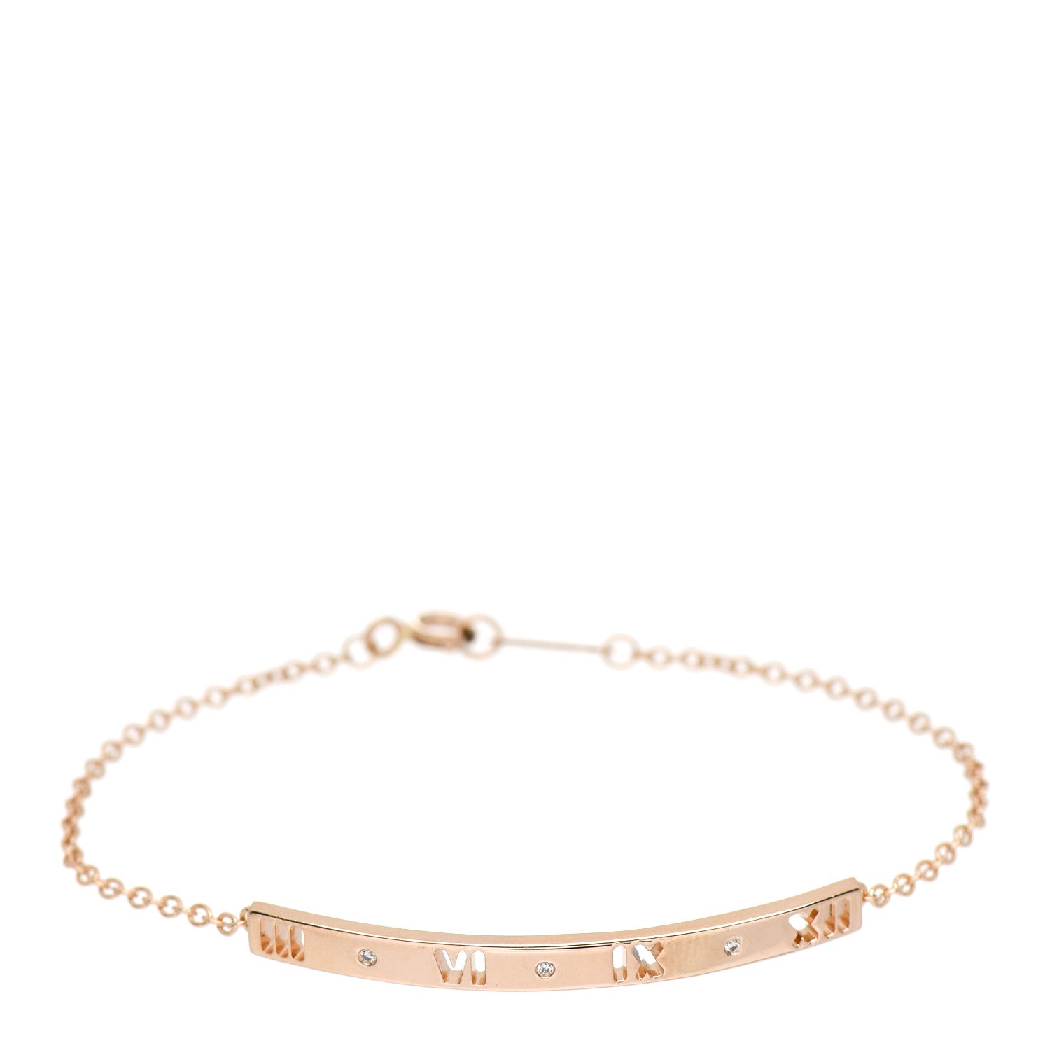 Tiffany 18K Rose Gold Diamond Atlas Bar Pierced Bracelet 1 of 4