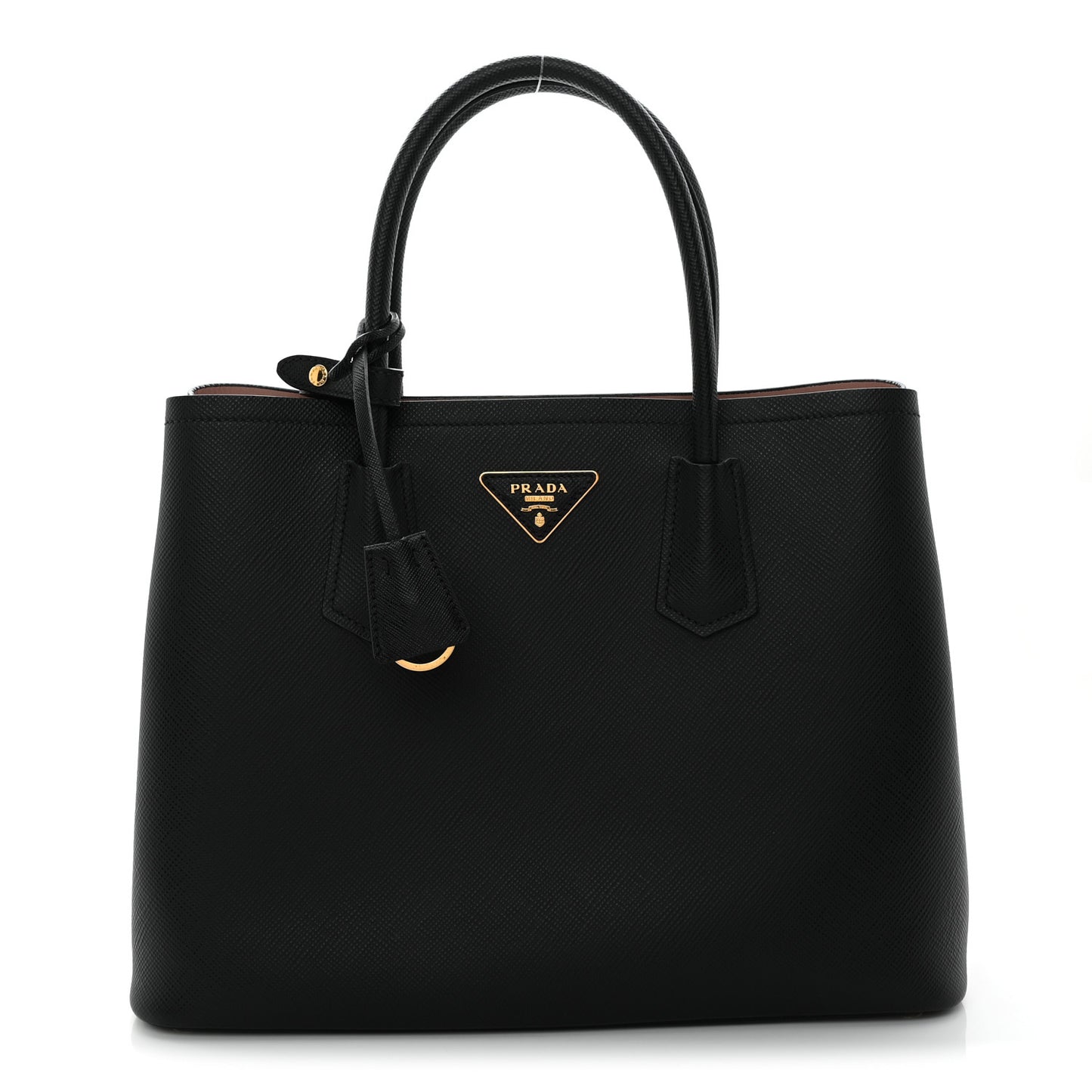 Saffiano Cuir Medium Double Bag Black Mughetto