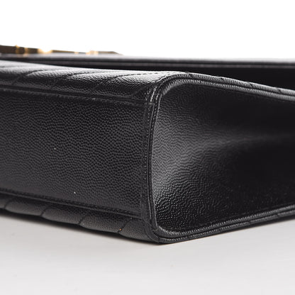 Saint Laurent Grain De Poudre Matelasse Chevron Large Monogram Satchel Black 10 of 10
