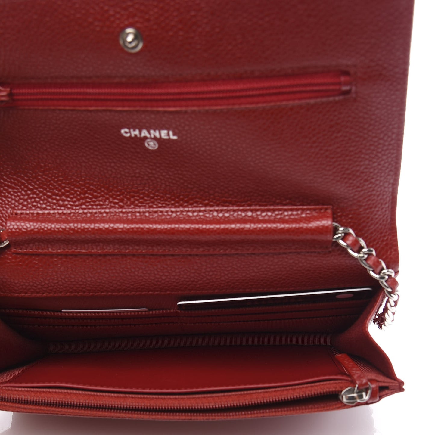 Caviar Quilted Wallet on Chain WOC Red