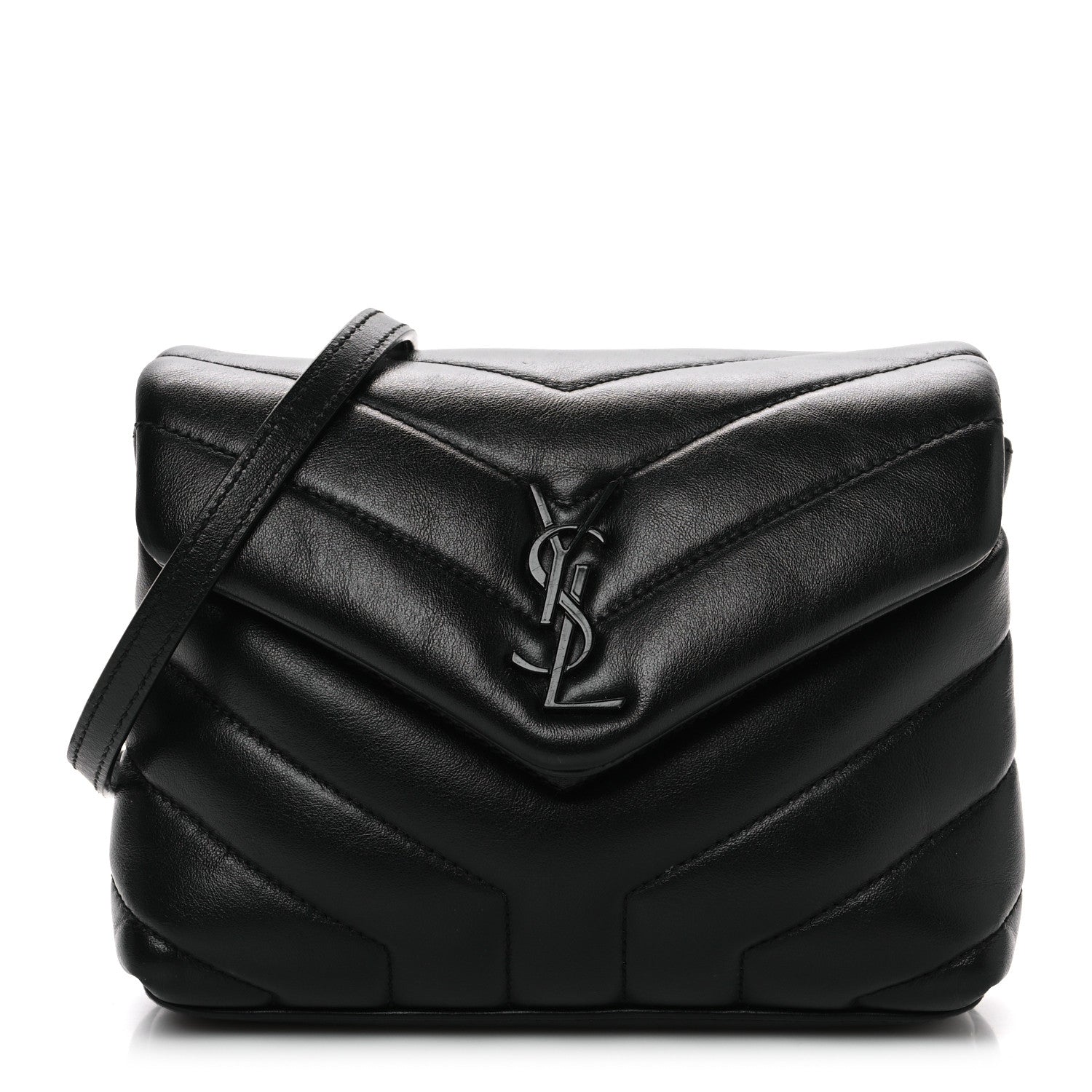 Saint Laurent Calfskin Y Quilted Monogram Monochrome Toy Loulou Crossbody Bag Black 1 of 11