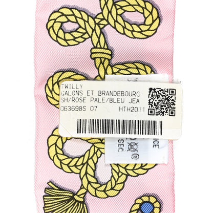 Hermes Silk Galons Et Brandebourg Twilly Rose Pale Bleu Jean 4 of 4