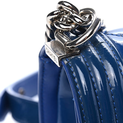 Chanel Patent Calfskin Quilted Medium Plexiglass Boy Flap Blue 13 of 13