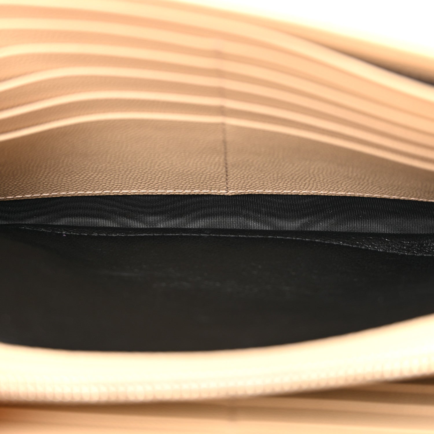 Saint Laurent Grain De Poudre Matelasse Chevron Monogram Chain Wallet Dark Beige 6 of 12