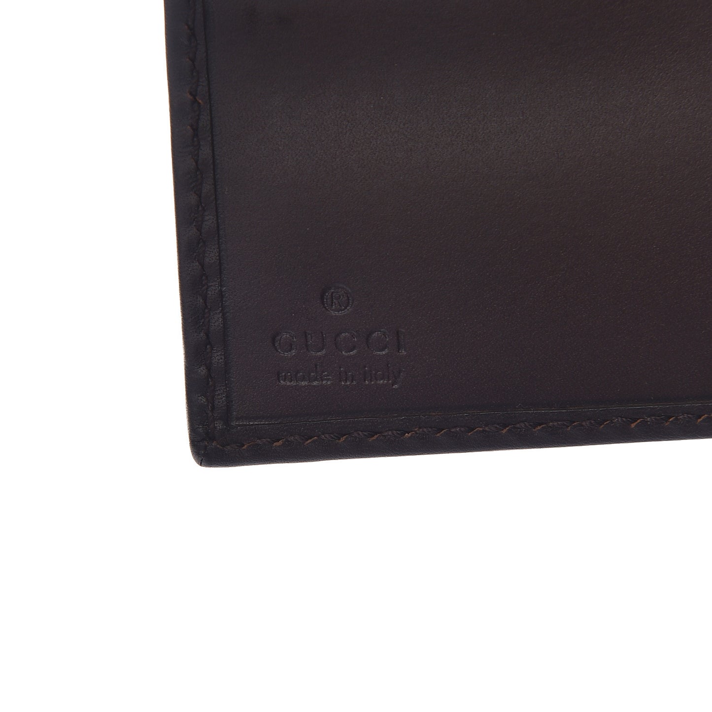 Calfskin Vintage Web Bi-Fold Wallet Dark Brown