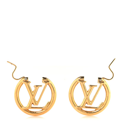 Louis Vuitton Metal Small Louise Hoop Earrings Gold 3 of 4