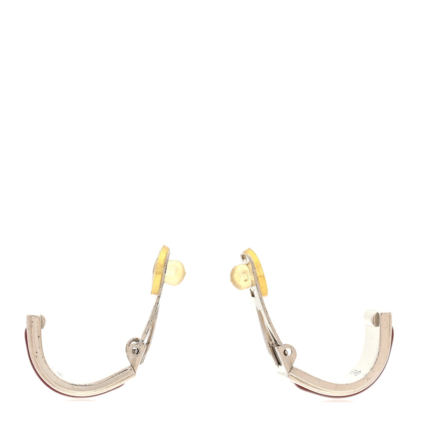 Enamel Printed Chaine d'Ancre Clip On Earrings Silver