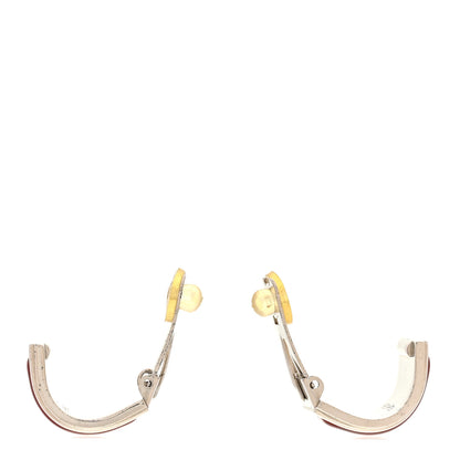 Hermes Enamel Printed Chaine d'Ancre Clip On Earrings Silver 3 of 5