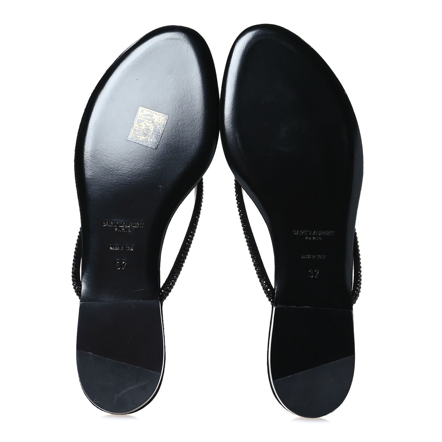 Kid Suede Strass Crystal Embellished Joni 05 Flat Sandals 37 Black