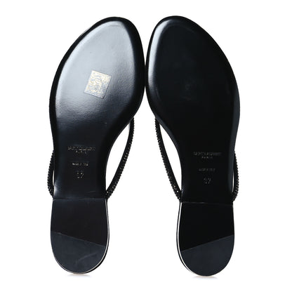 Saint Laurent Kid Suede Strass Crystal Embellished Joni 05 Flat Sandals 37 Black 6 of 8