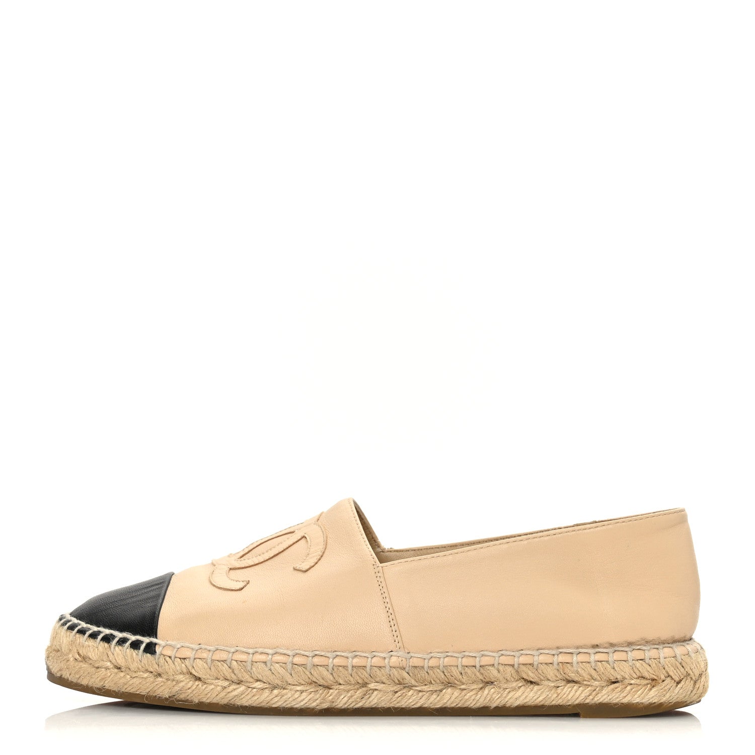 Chanel Lambskin CC Espadrilles 39 Beige Black 1 of 7