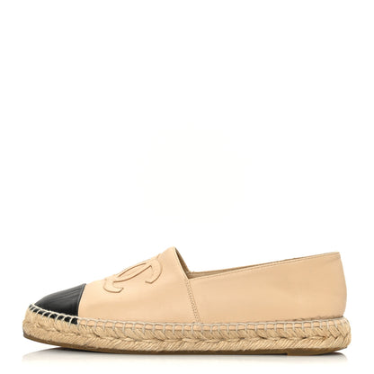 Chanel Lambskin CC Espadrilles 39 Beige Black 1 of 7