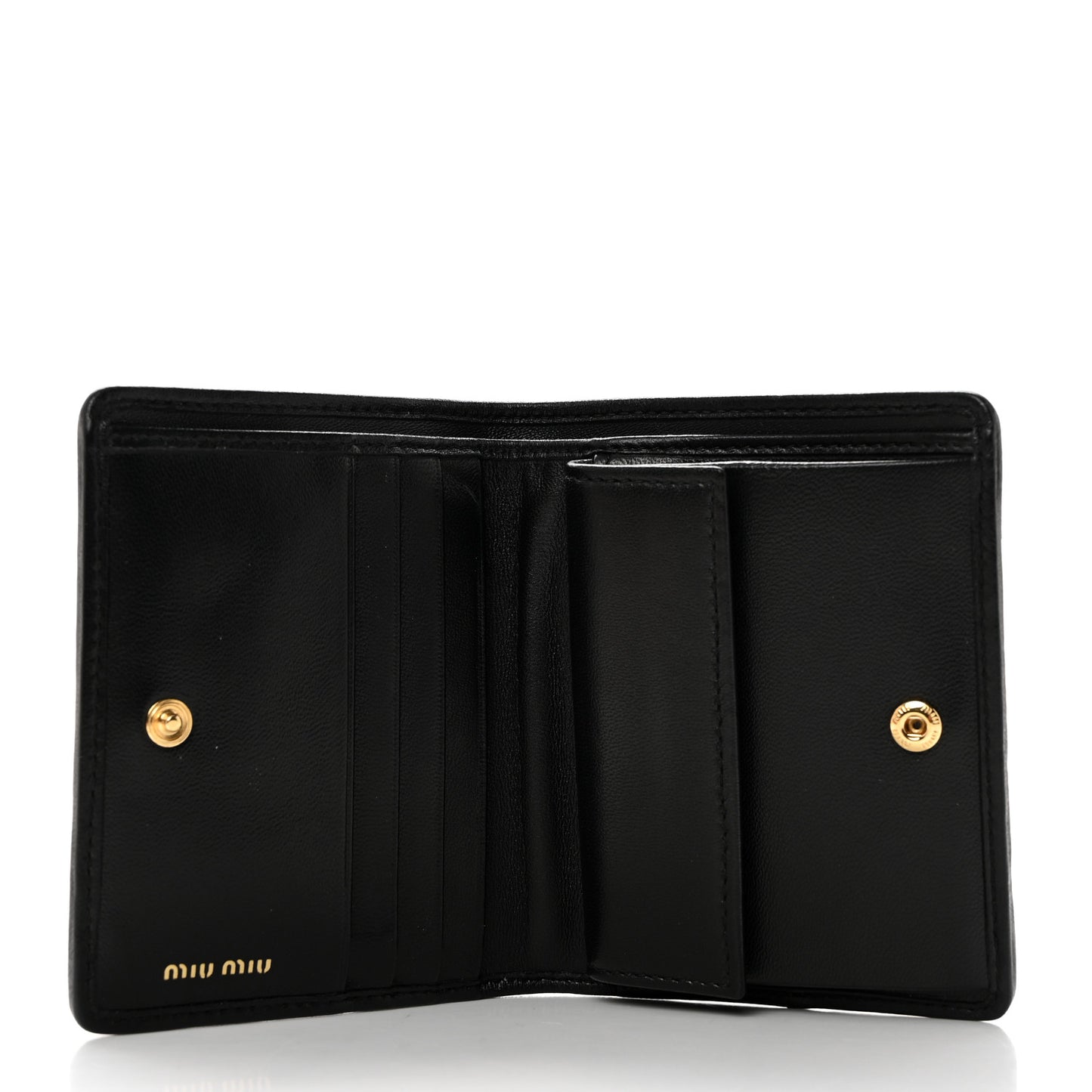 Nappa Matelasse Bi-Fold Compact Wallet Black