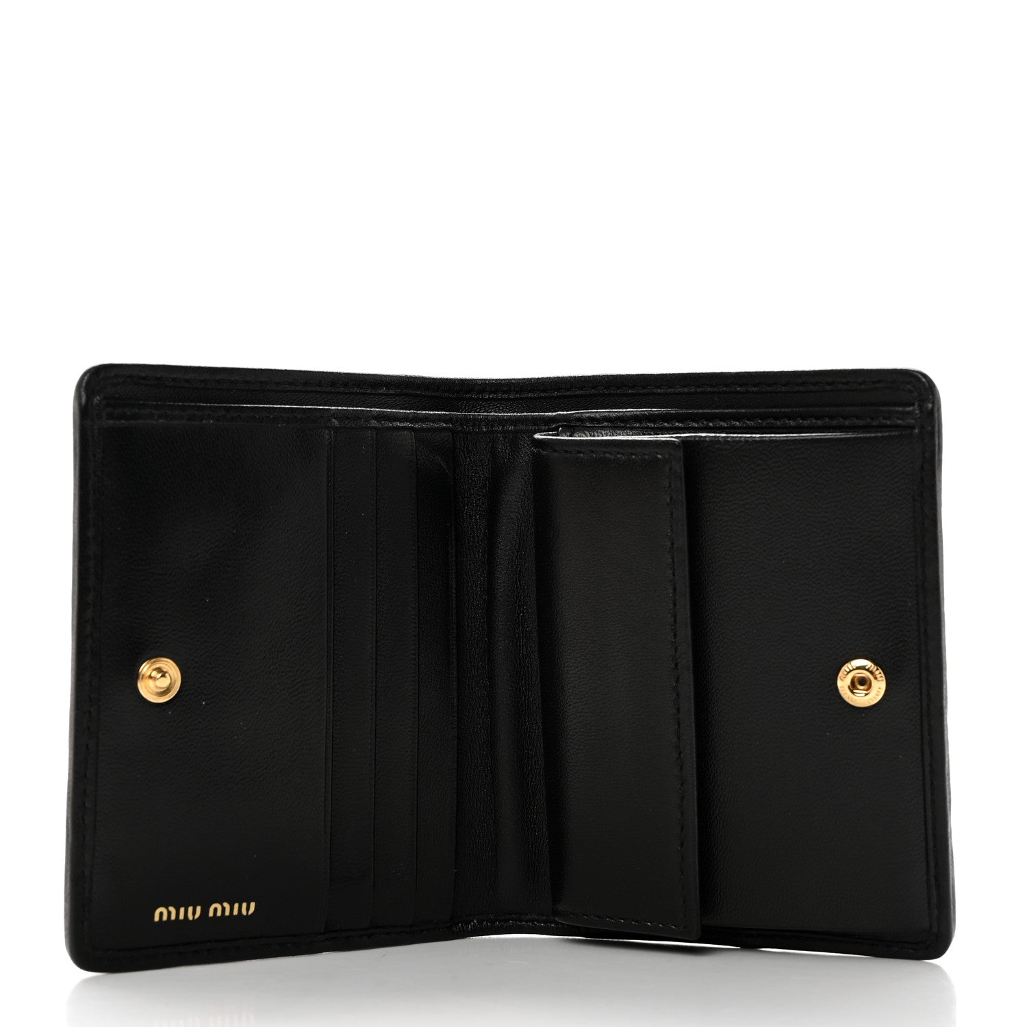 Miu Miu Nappa Matelasse Bi-Fold Compact Wallet Black 5 of 7