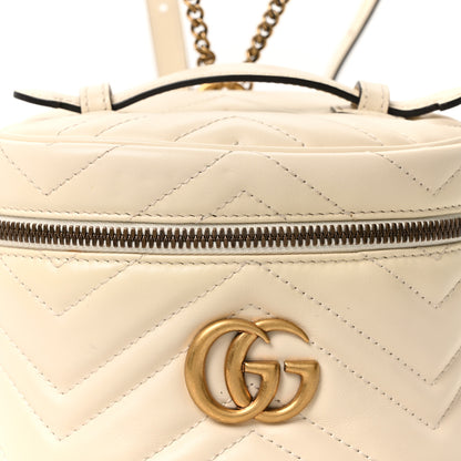 Gucci Calfskin Matelasse Mini GG Marmont Round Backpack White 8 of 10