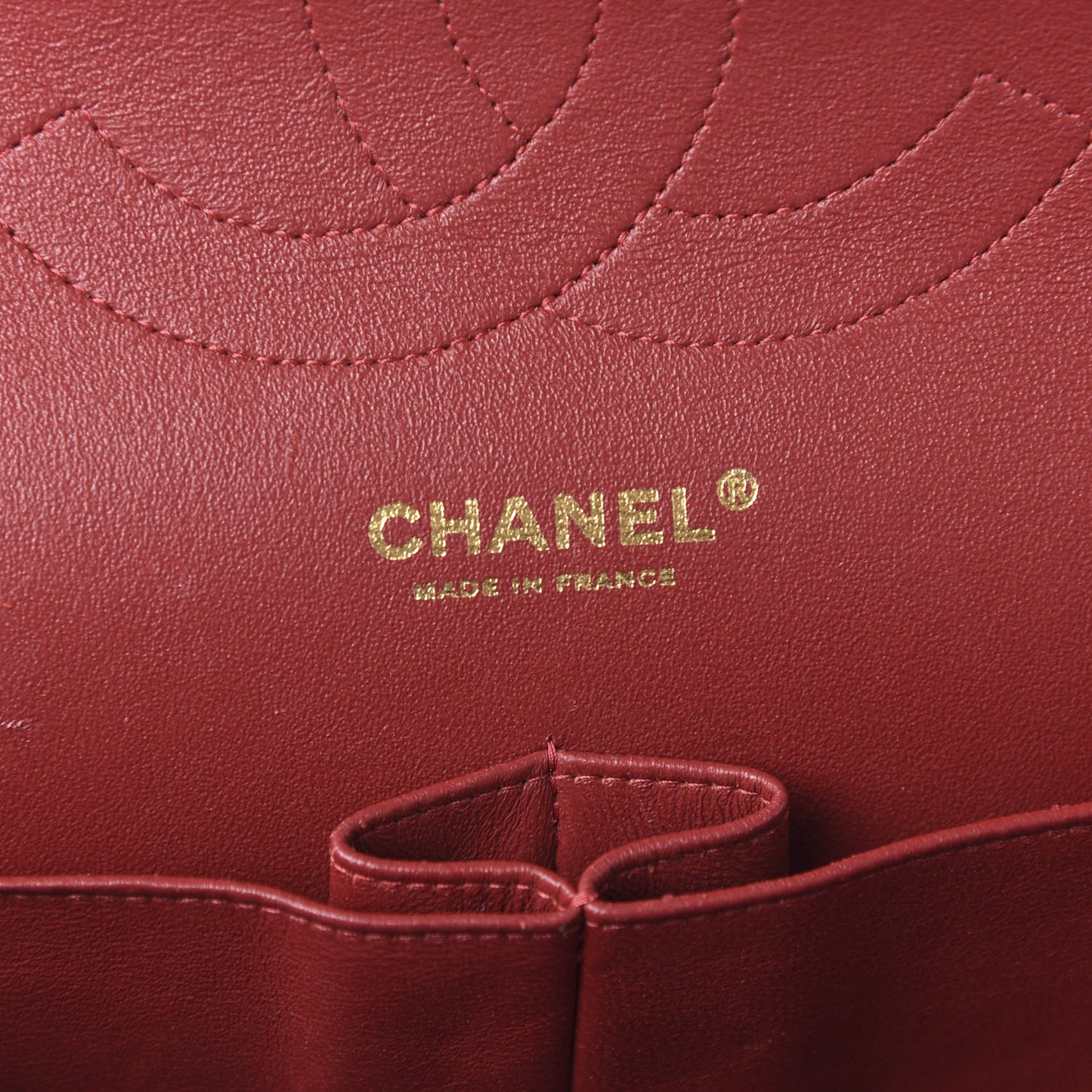 Lambskin Chevron Quilted Jumbo Double Flap Dark Red