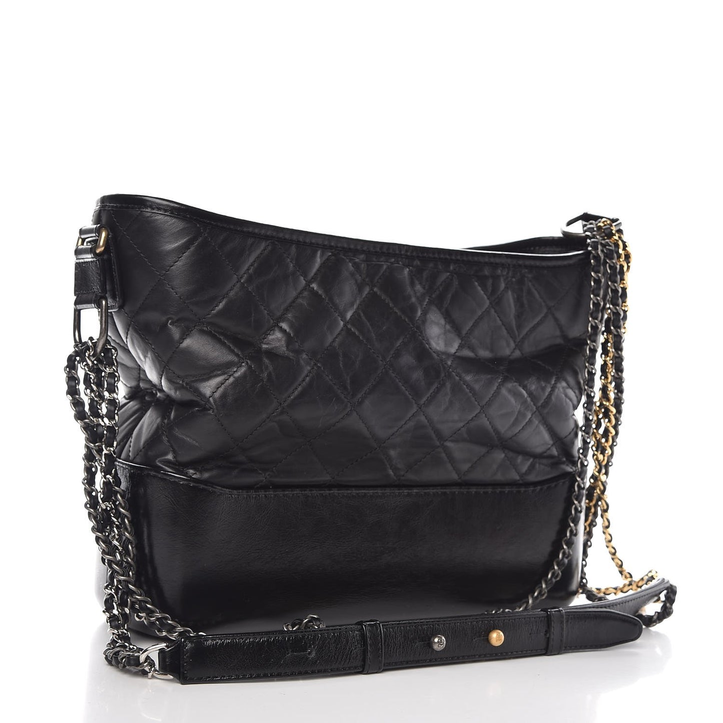 Aged Calfskin Quilted Medium Gabrielle Hobo Black