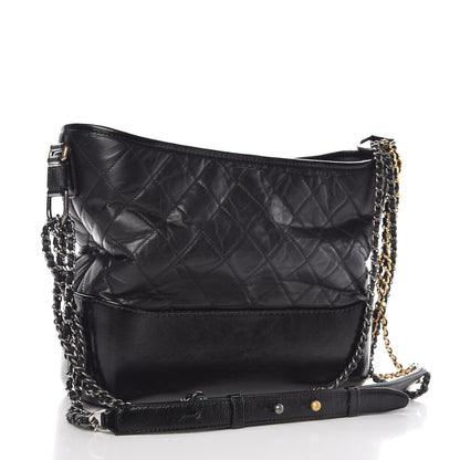 Chanel Aged Calfskin Quilted Medium Gabrielle Hobo Black 3 of 8