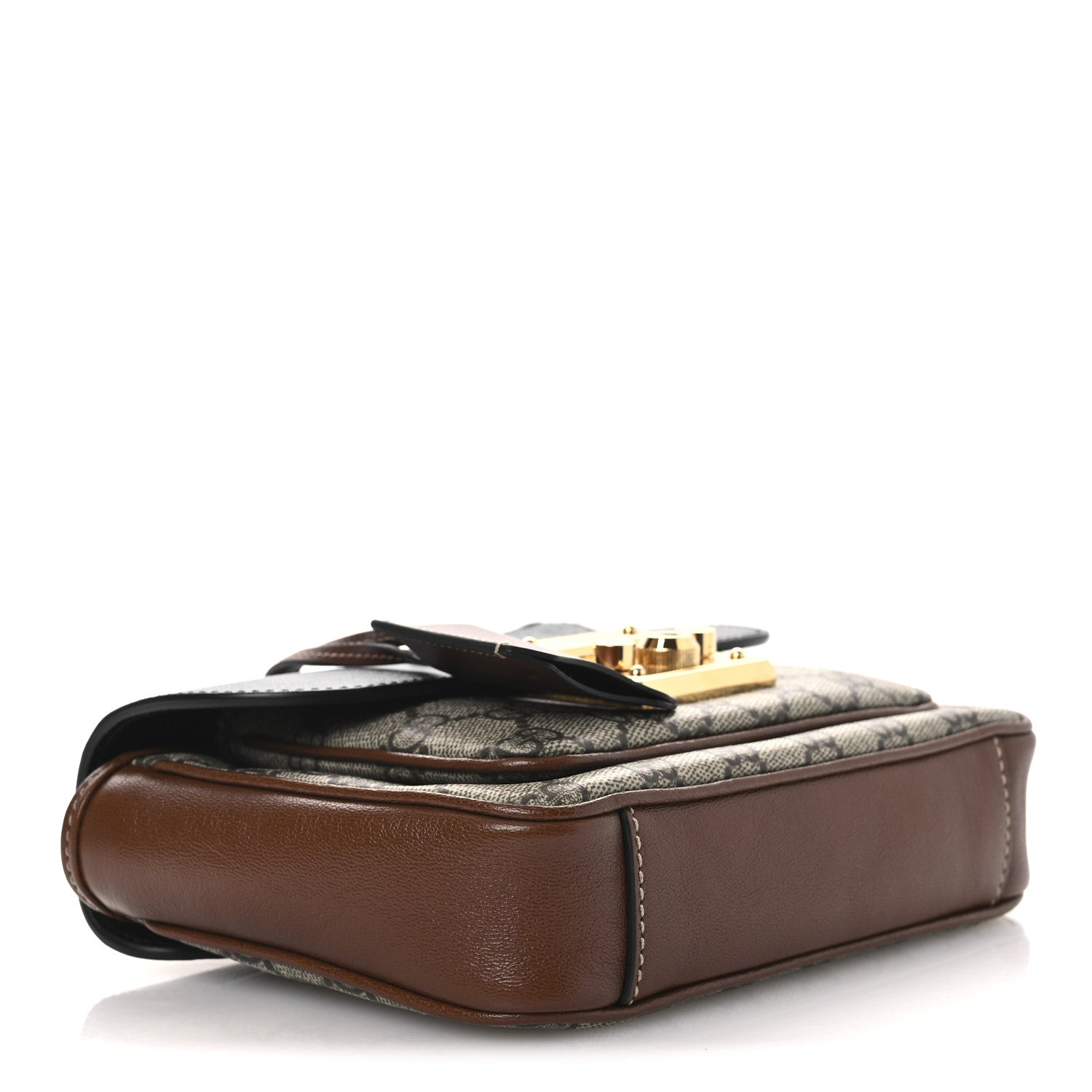 Gucci GG Supreme Monogram New Sakai Lux Calfskin Mini Padlock Flap Pocket Shoulder Bag Beige Ebony Black Cuir 4 of 10