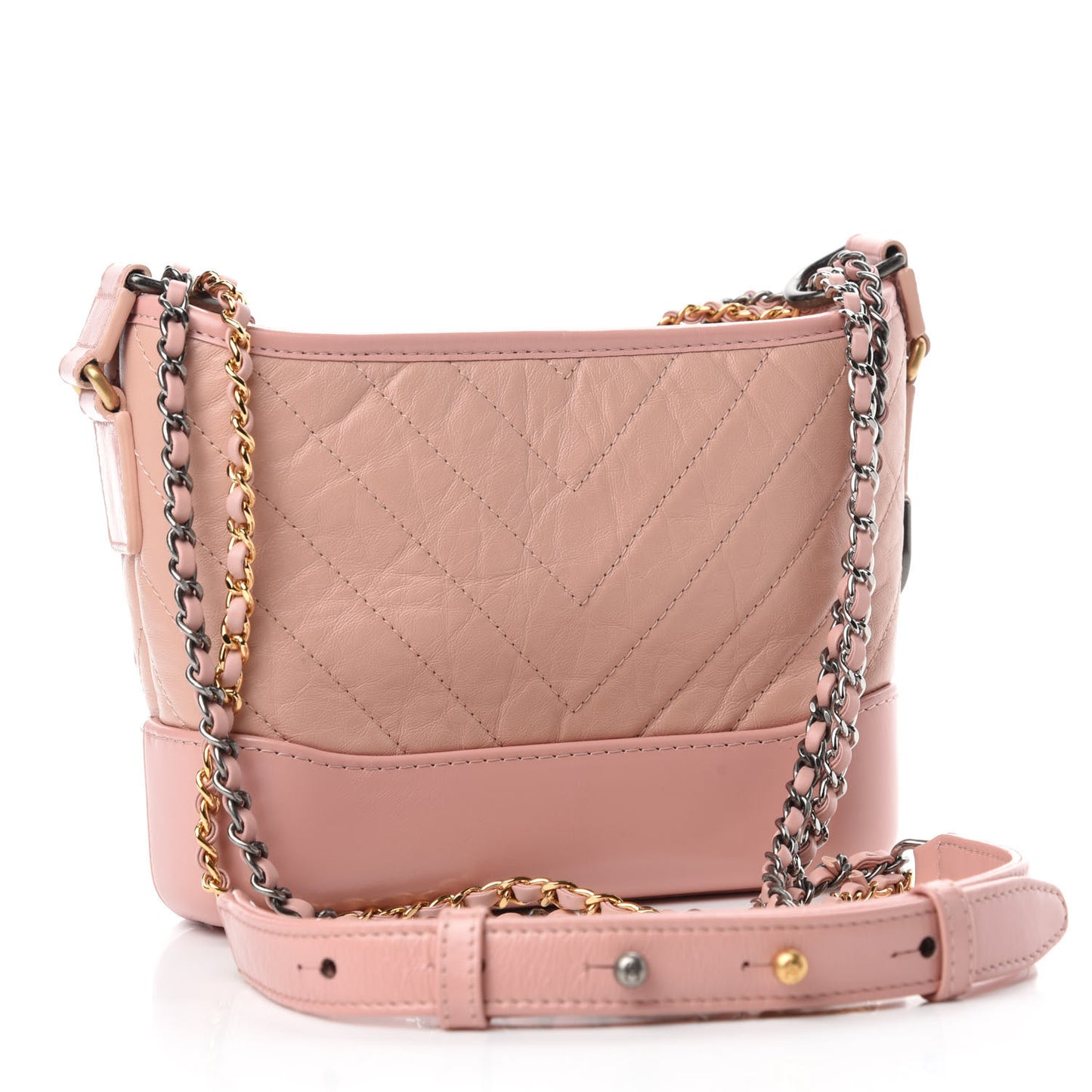 Aged Calfskin Chevron Quilted Small Gabrielle Hobo Pink
