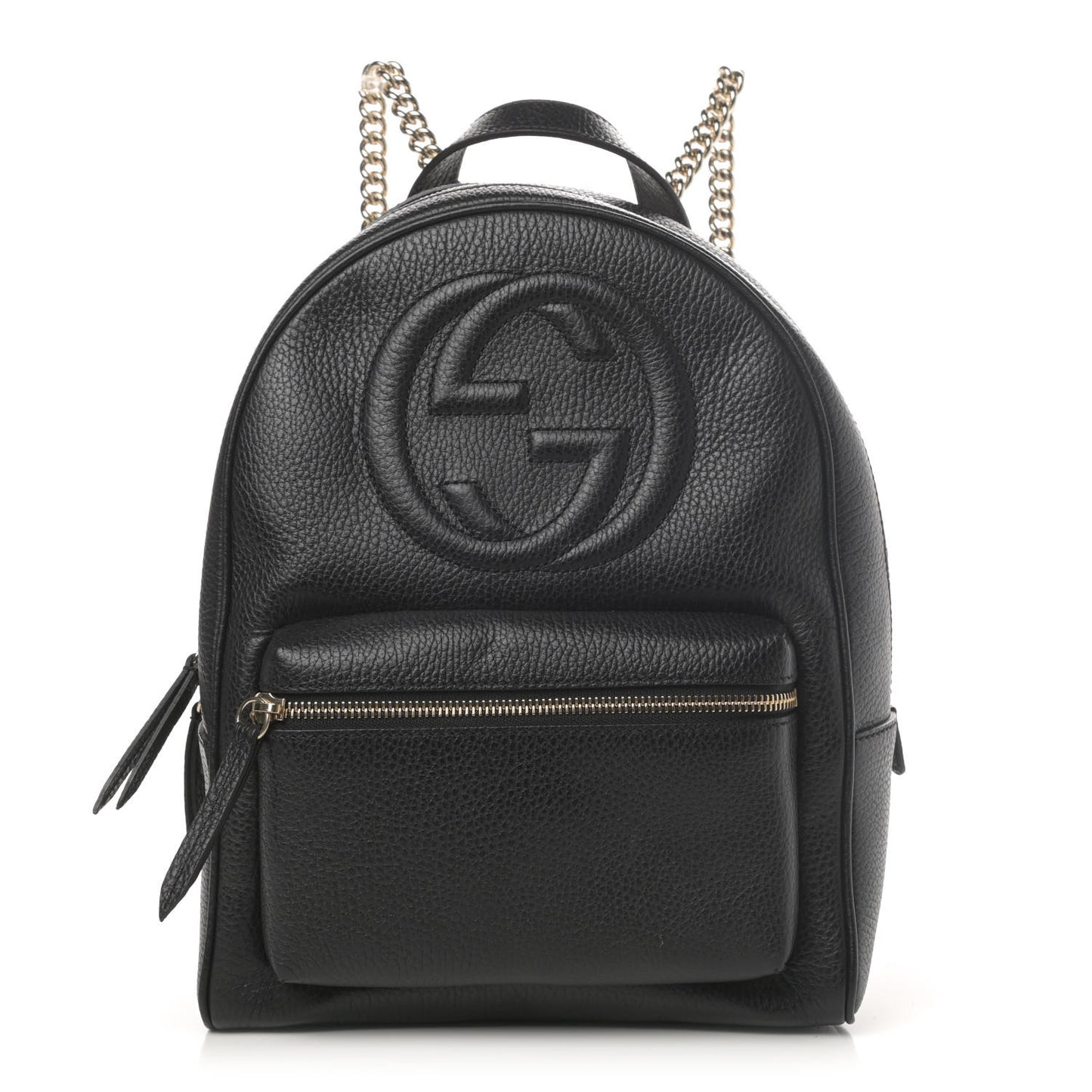 Pebbled Calfskin Soho Chain Backpack Black