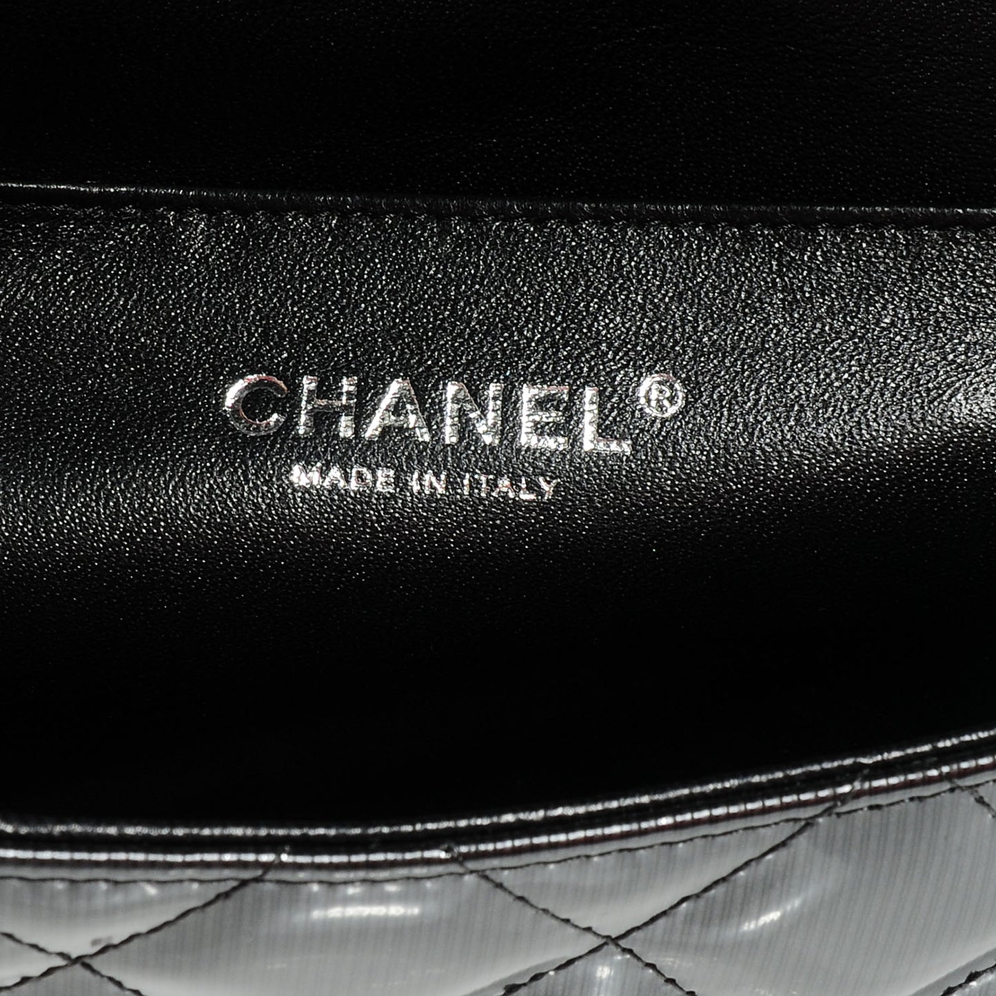 Striated Patent Quilted Clutch Flap Black