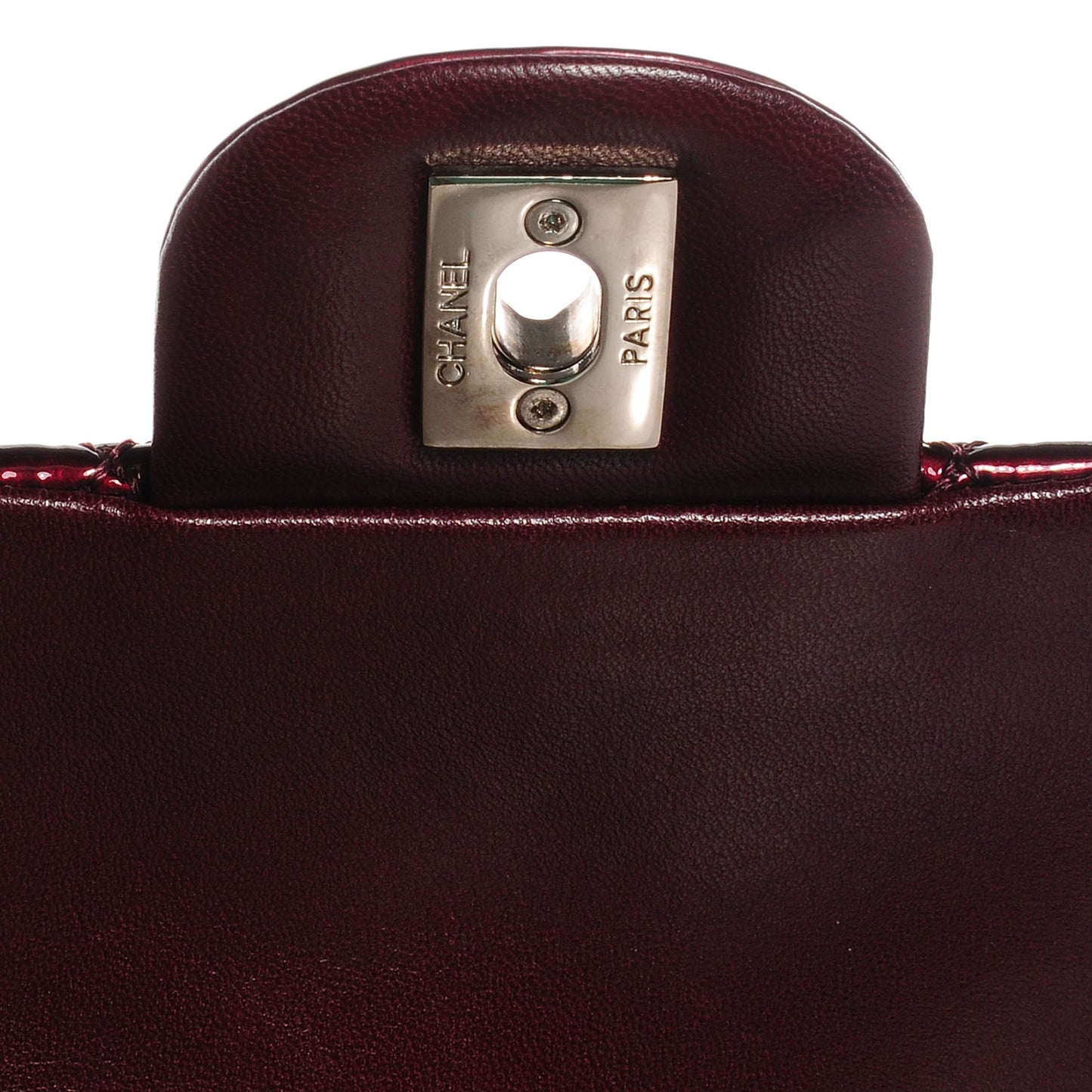 Patent Quilted Medium Double Flap Bordeaux