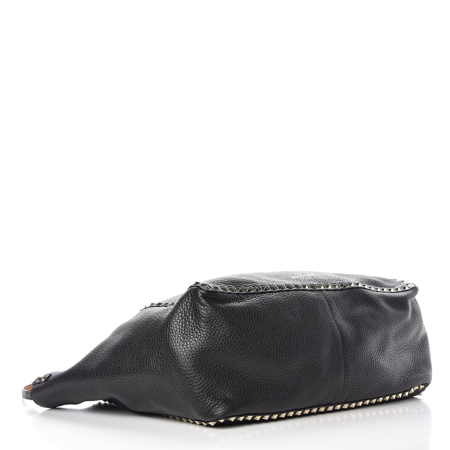 Pebbled Calfskin Large Rockstud Reversible Tote Black Light Cuir