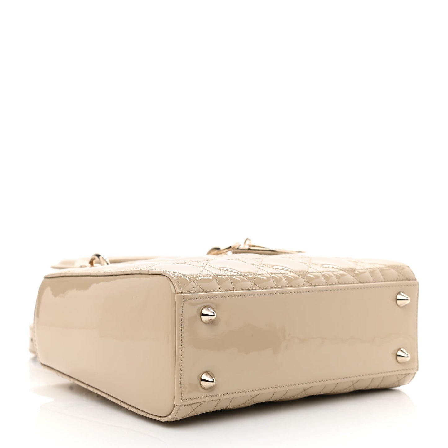 Patent Cannage Small Lady Dior Beige