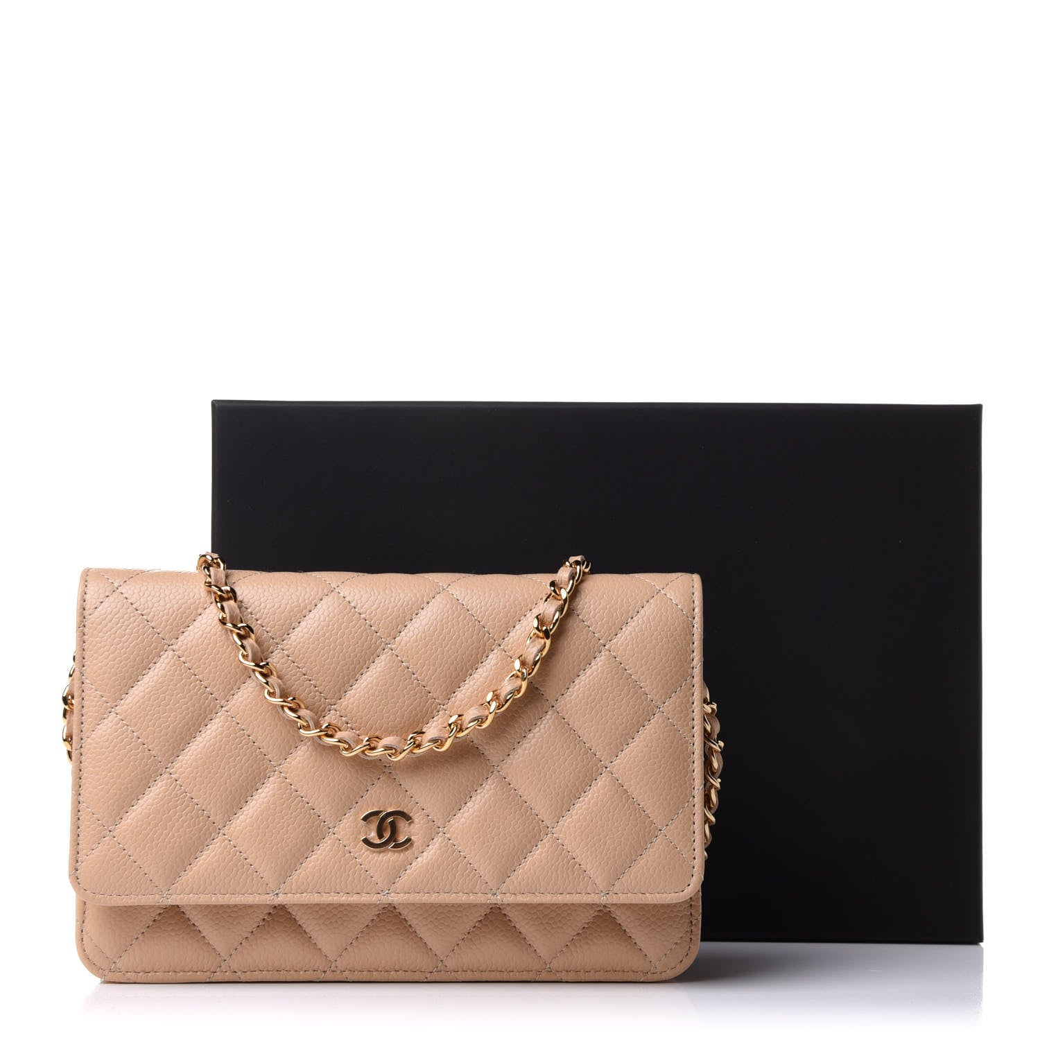 Chanel Caviar Quilted Wallet On Chain WOC Beige 11 of 11