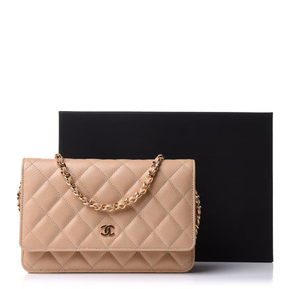Chanel Caviar Quilted Wallet On Chain WOC Beige 11 of 11