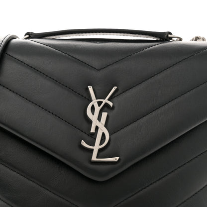 Saint Laurent Calfskin Y Quilted Monogram Small Loulou Chain Satchel Black 8 of 10