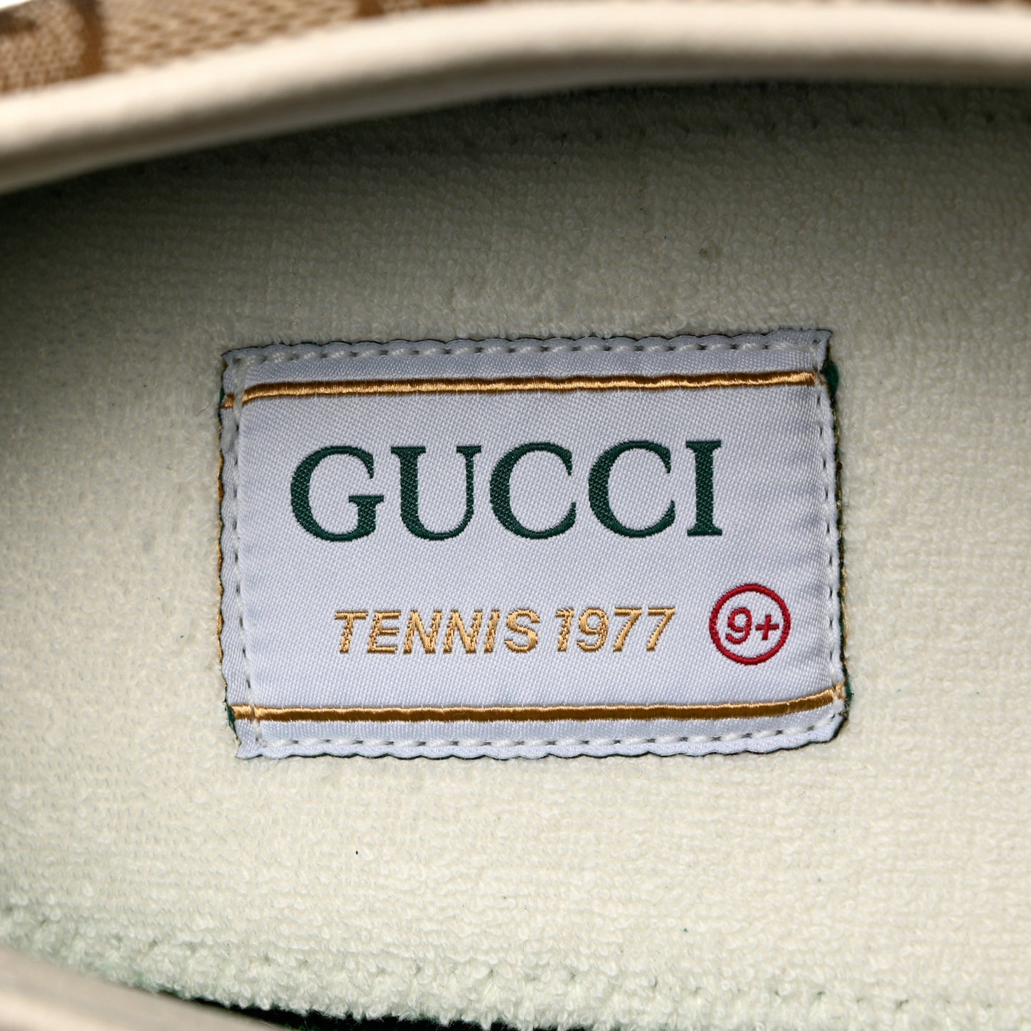 GG Monogram Mens 1977 Tennis Slip On Sneakers 9.5 Beige Ebony Mystic White