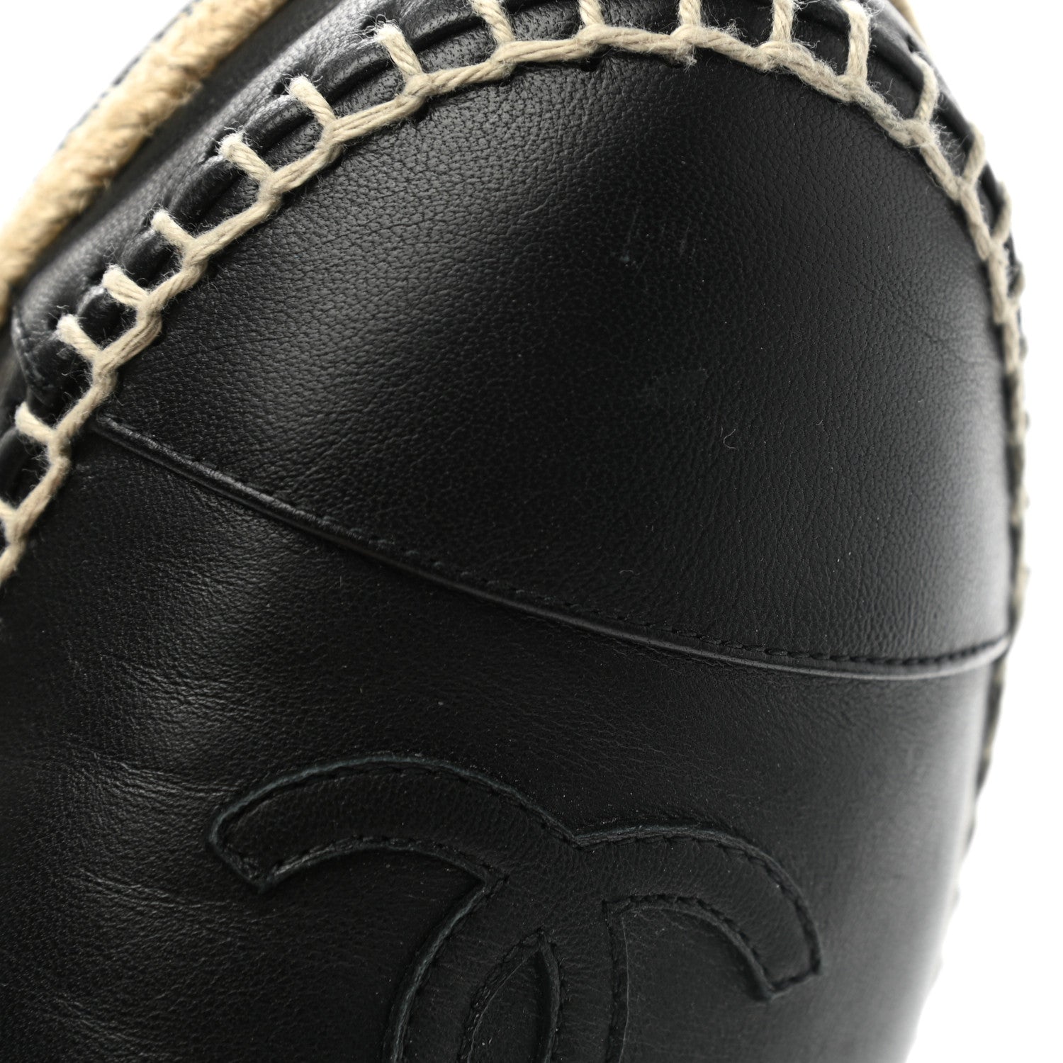 Chanel Lambskin Cap Toe CC Espadrilles Sandals 38 Black 9 of 10