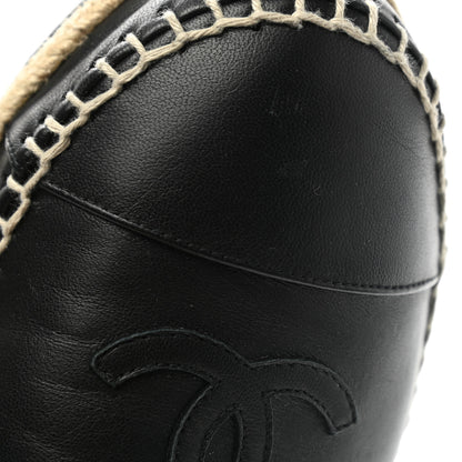 Chanel Lambskin Cap Toe CC Espadrilles Sandals 38 Black 9 of 10