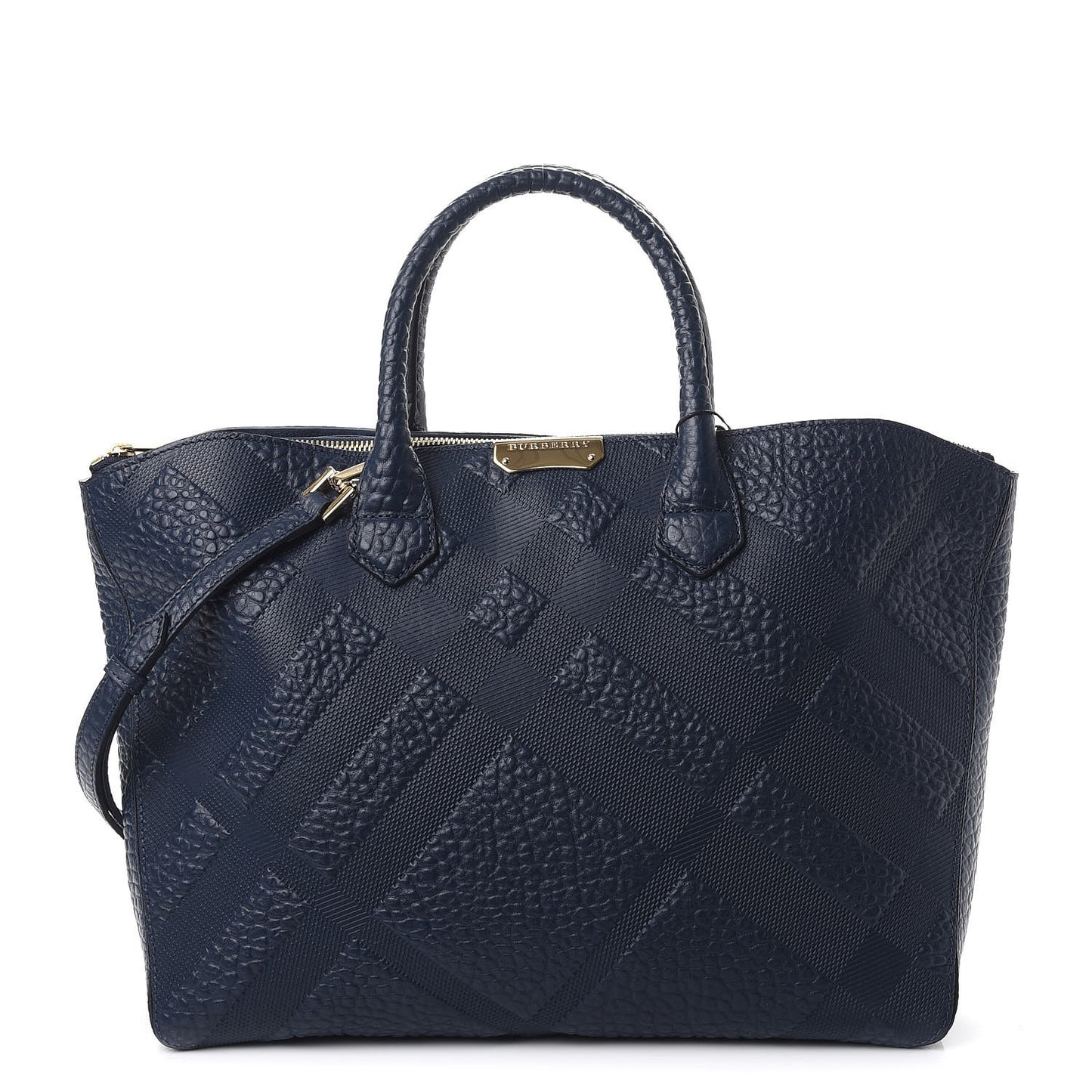 Heritage Grain Check Embossed Medium Dewsbury Tote Blue Carbon