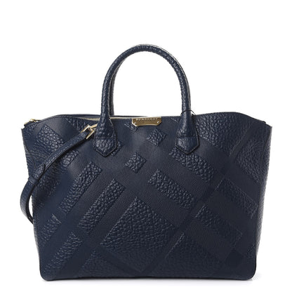 Burberry Heritage Grain Check Embossed Medium Dewsbury Tote Blue Carbon 1 of 10