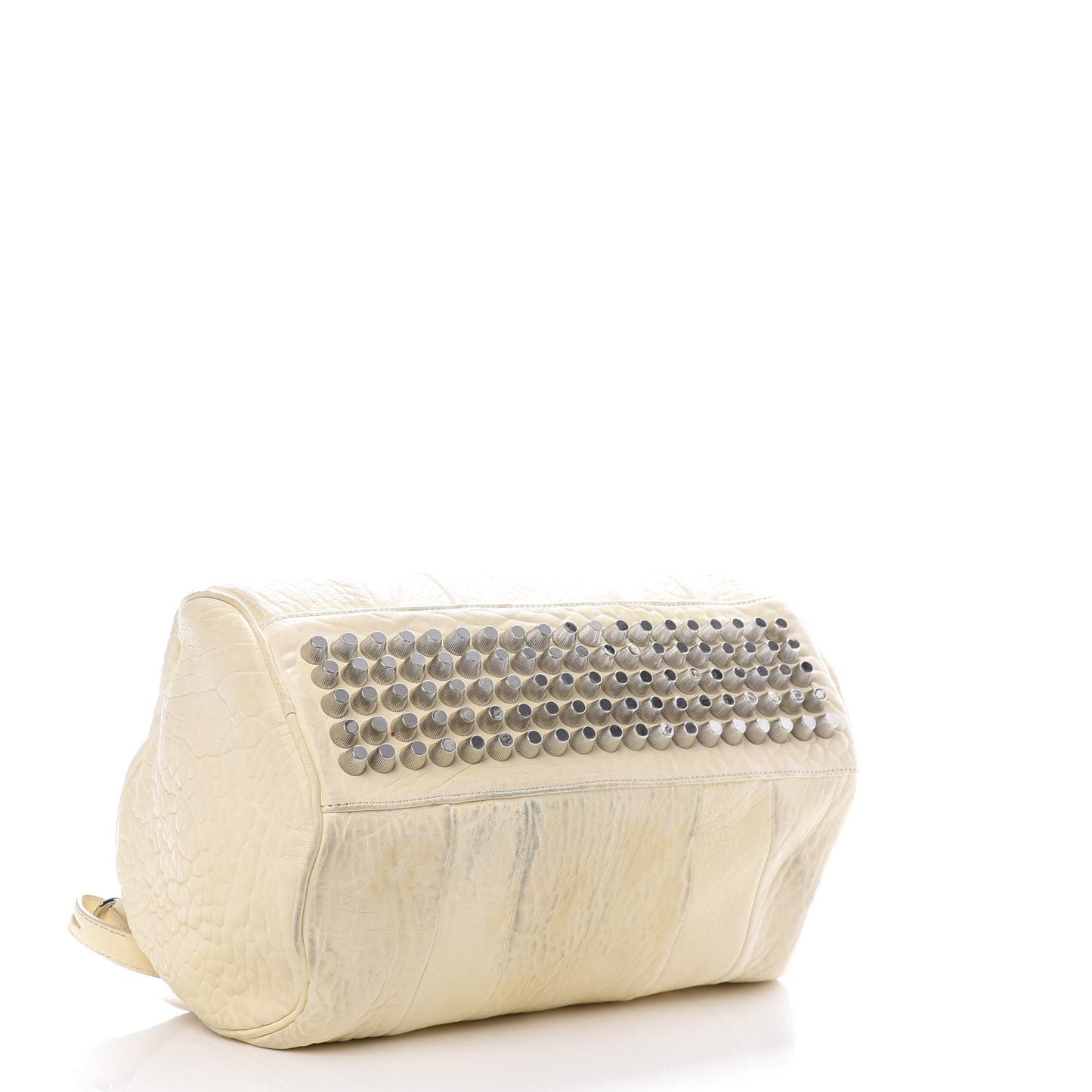 Pebbled Lambskin Rocco Bone Silver Hardware