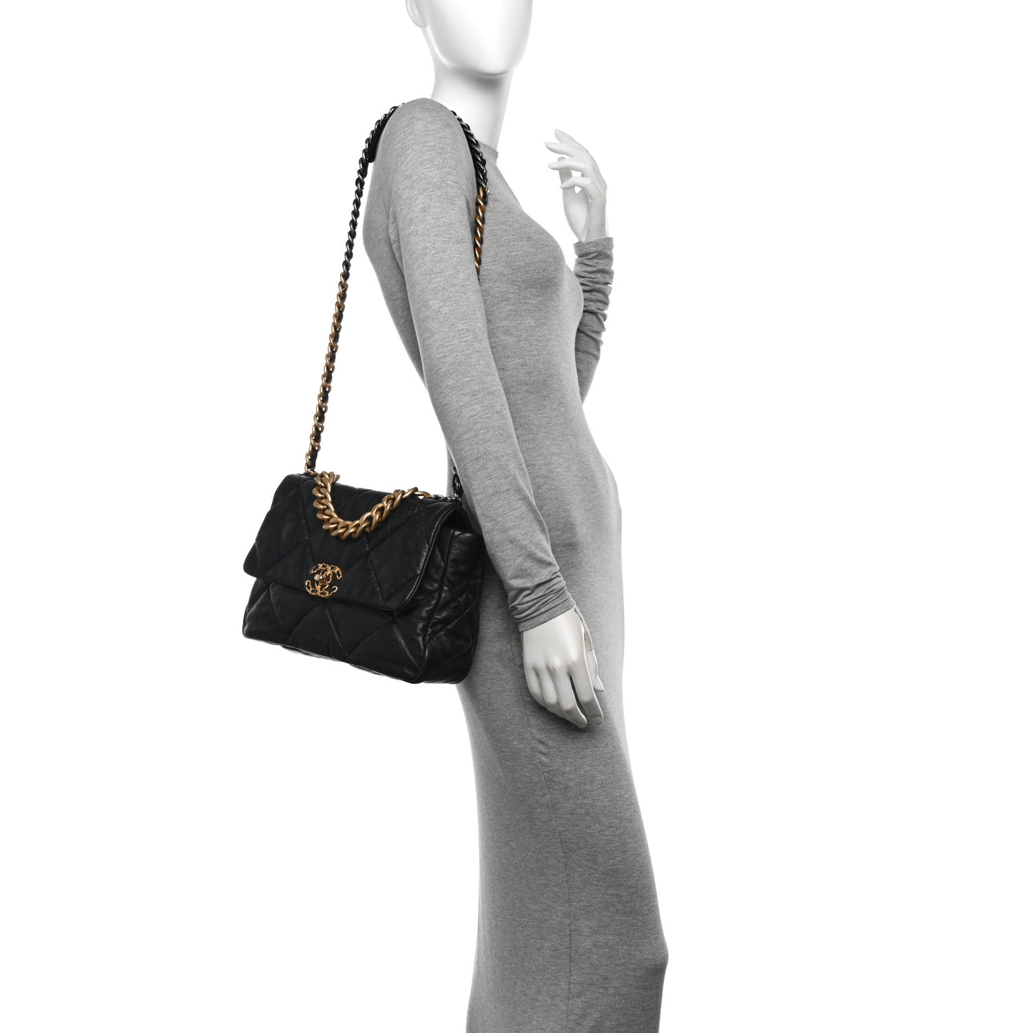 Chanel Goatskin Quilted Large Chanel 19 Flap Black 2 of 12