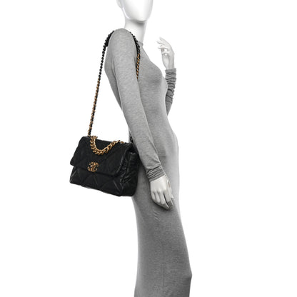 Chanel Goatskin Quilted Large Chanel 19 Flap Black 2 of 12