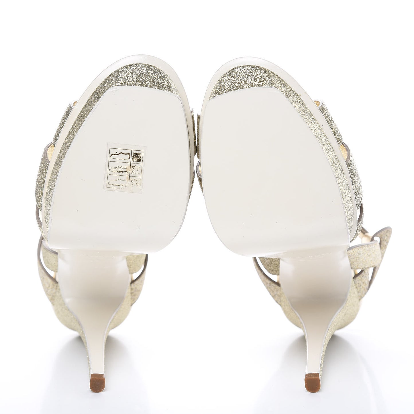 Glitter Calfskin Tribute 105 Platform Sandals 38 Gold