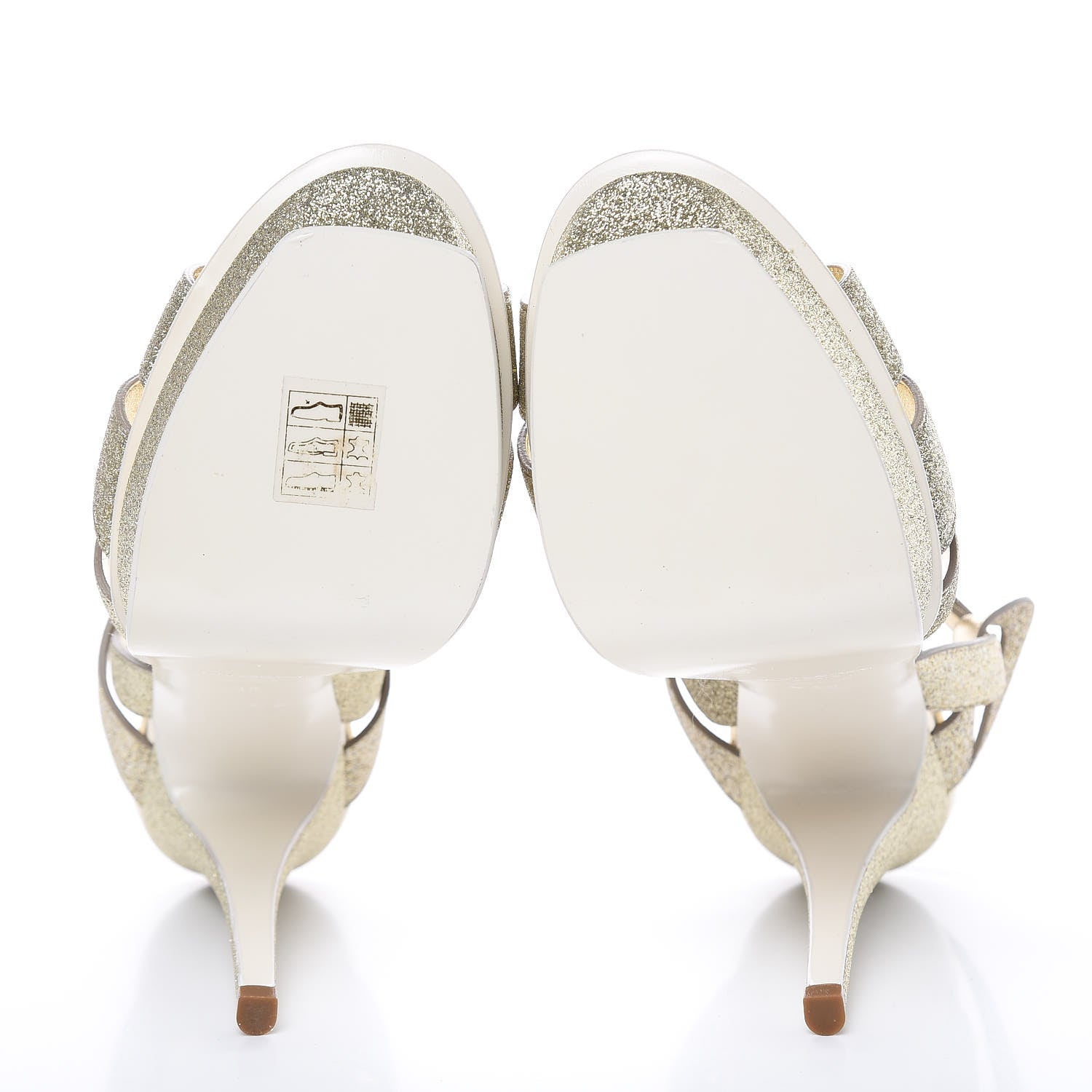 Saint Laurent Glitter Calfskin Tribute 105 Platform Sandals 38 Gold 6 of 8