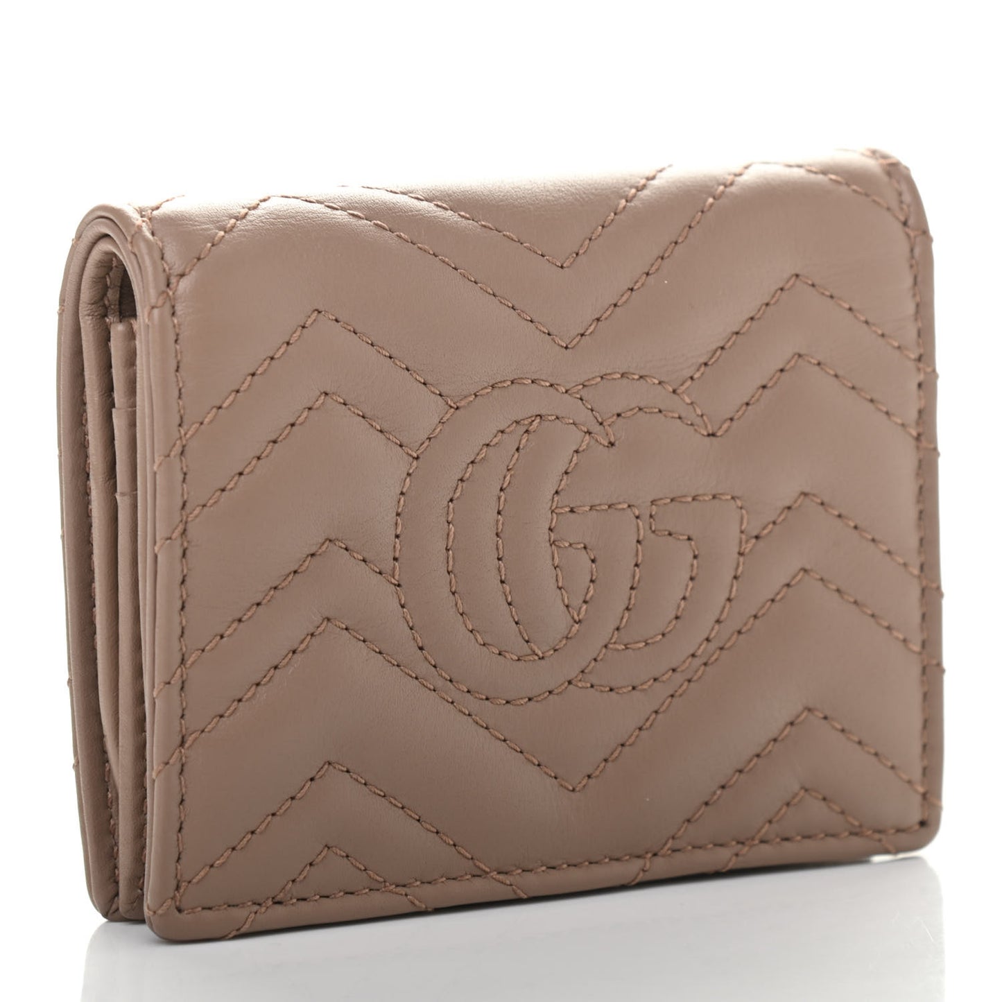 Calfskin Matelasse GG Marmont Card Case Porcelain Rose