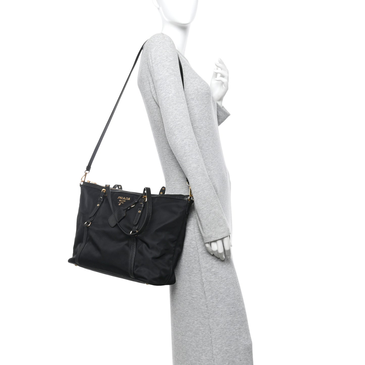 Tessuto Nylon Saffiano Tote Black