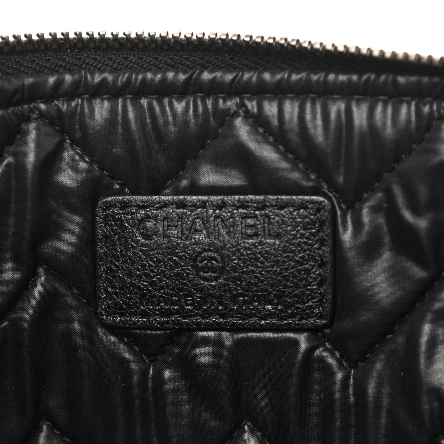 Chanel Sheepskin Chevron Quilted Medium Cosmetic Case Black 6 of 9