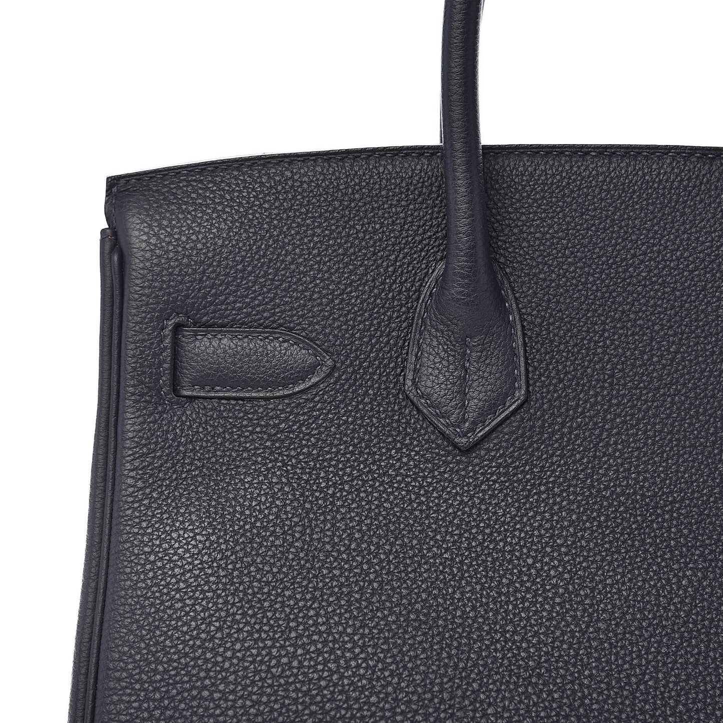 Togo Birkin Verso 30 Bleu Nuit Orange Poppy